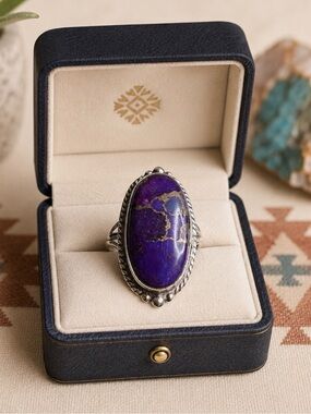 Ring Purple Mohave Turquoise 925 Sterling Silver Southwestern Boho